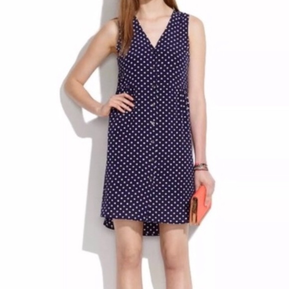 Madewell Silk Dot Button Front Dress - Picture 1 of 3